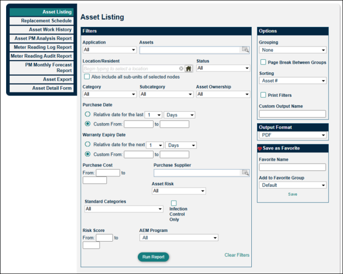 Asset Listing